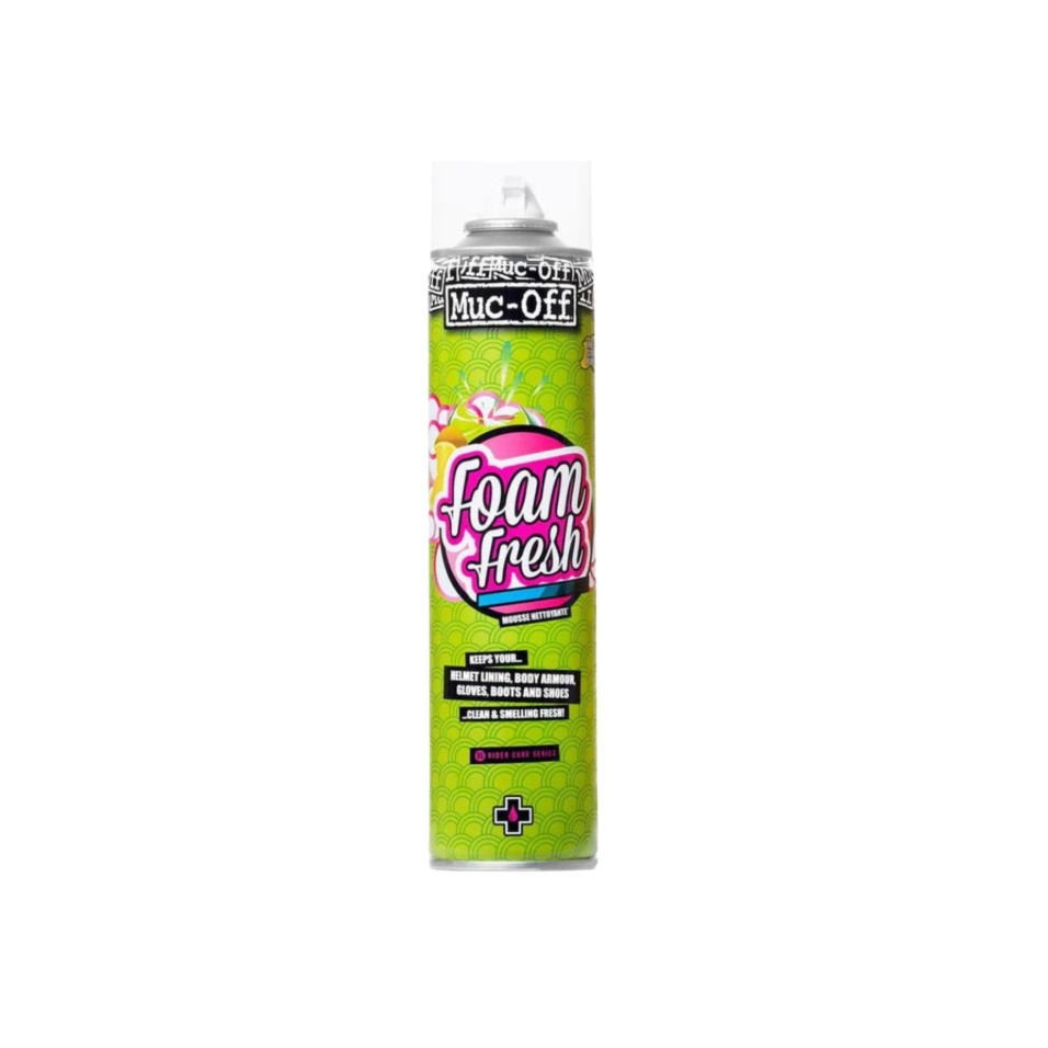 Schiuma detergente Muc-Off Foam Fresh 400 ml per caschi, scarpe e abbigliamento.
